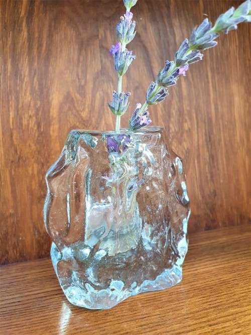 Vintage Scandinavian Single Bloom Glass Vase/ Candle Holder