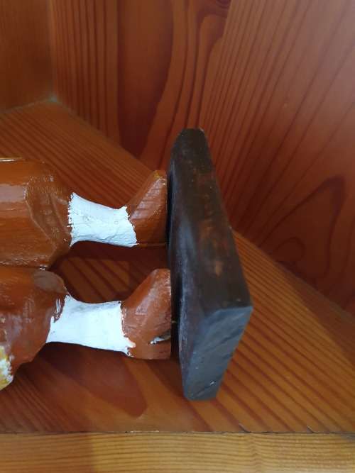 VINTAGE WOODEN CARVED TINTIN & SNOWY FIGURINE