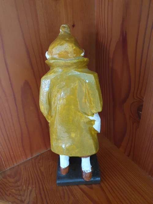 VINTAGE WOODEN CARVED TINTIN & SNOWY FIGURINE