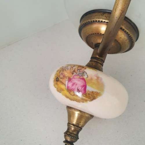 BEAUTIFUL ROMANIC SCENE PORCELAIN AND METAL WALL SCONCE