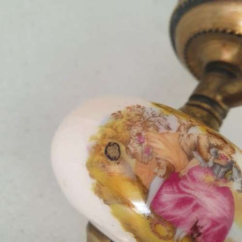 BEAUTIFUL ROMANIC SCENE PORCELAIN AND METAL WALL SCONCE