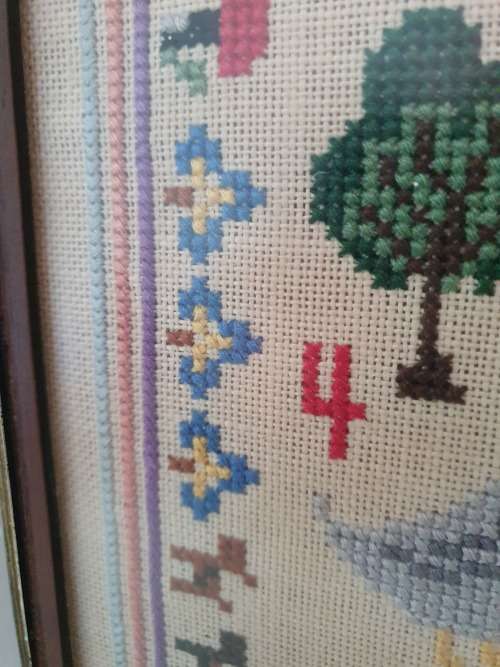 Vintage Children Alphabet Framed Embroidery/Tapestry