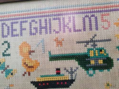 Vintage Children Alphabet Framed Embroidery/Tapestry