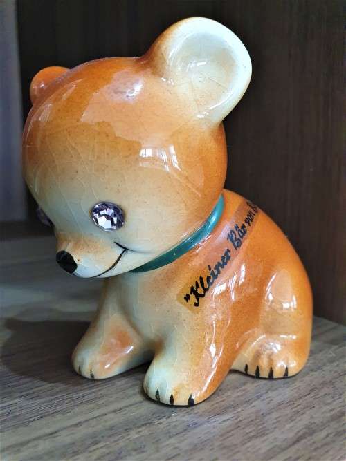 1960 Goebel West Germany Porcelain Bear with Rhinestone eyes (Kleiner Bar von BERLIN)