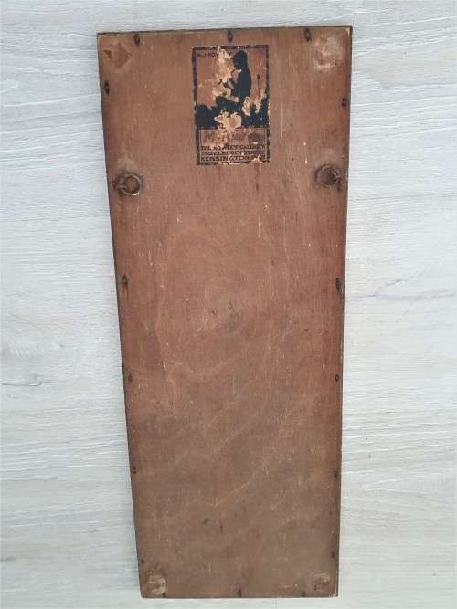 1920's Antique A.J Rowley Gallery London marquetry mirror `Piper Morning`