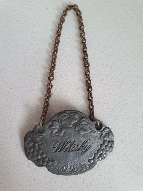 Pewter Whiskey Decanter Label