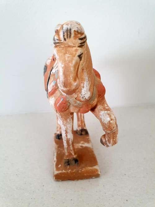 Chinese Tang Dynasty Sancai Style Pottery War Horse Figurine statue