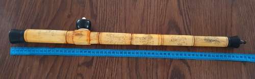 Vintage Chinese Opium Bone Pipe Hand craved artwork