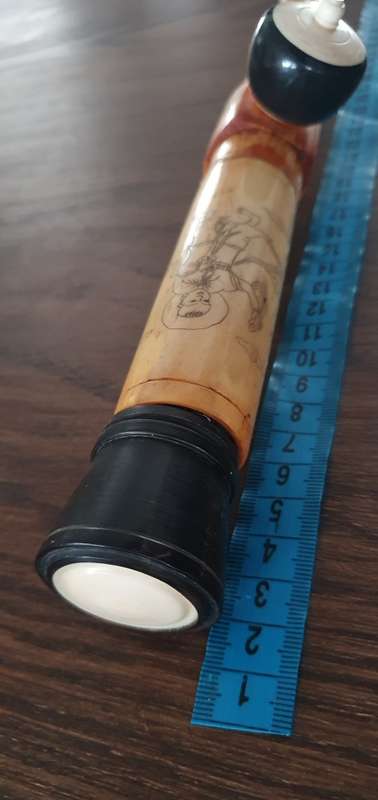 Vintage Chinese Opium Bone Pipe Hand craved artwork