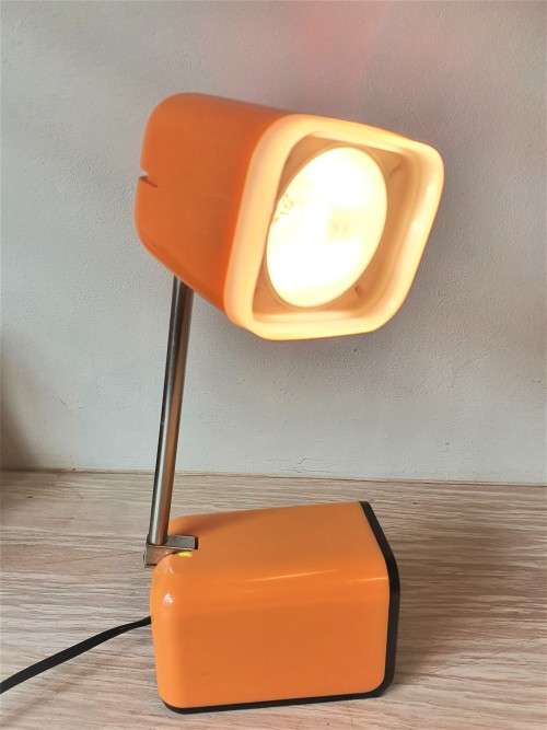 Vintage Retro Orange and White Desk Lamp  Extendable  Lampina