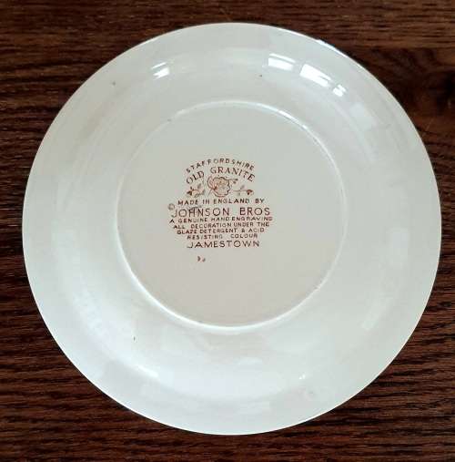 JOHNSON BROS GRAVY BOAT / UNDERPLATE STAFFORDSHIRE OLD GRANITE JAMESTOWN ENGLAND