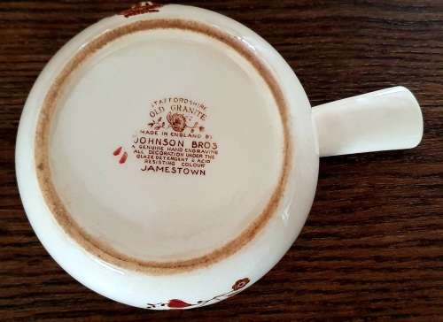 JOHNSON BROS GRAVY BOAT / UNDERPLATE STAFFORDSHIRE OLD GRANITE JAMESTOWN ENGLAND
