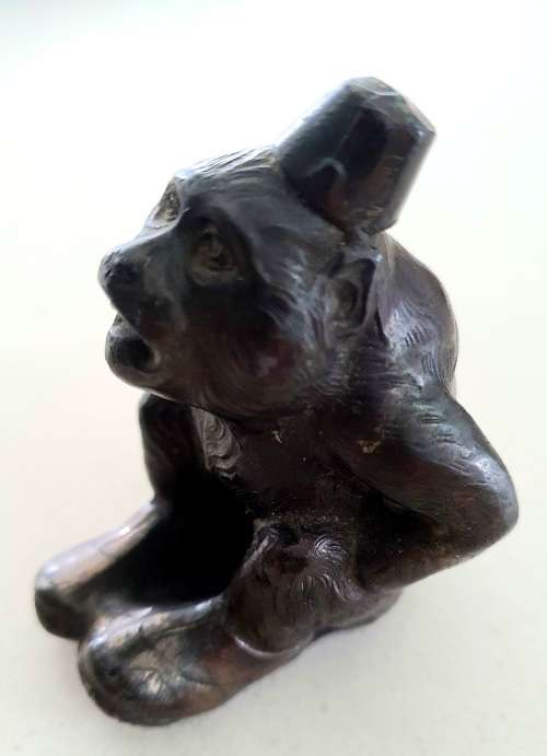 Antique Art Deco Brass Monkey Incense Burner/Smoke Cigarette Holder
