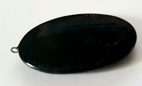 Vintage Hand Painted Russian Black Lacquer Pendant Peacock Bird Design