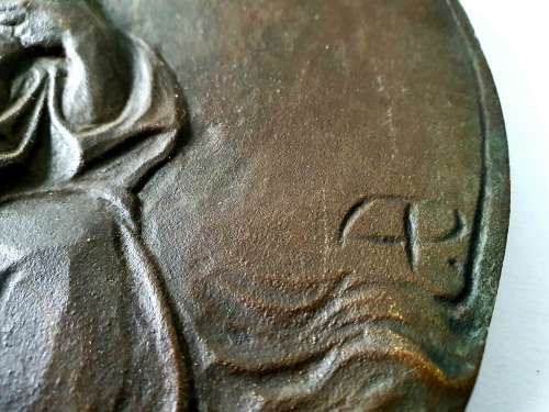 Vintage Art Solid Brass Wall Plaque of Mother and Child (signed by artist)