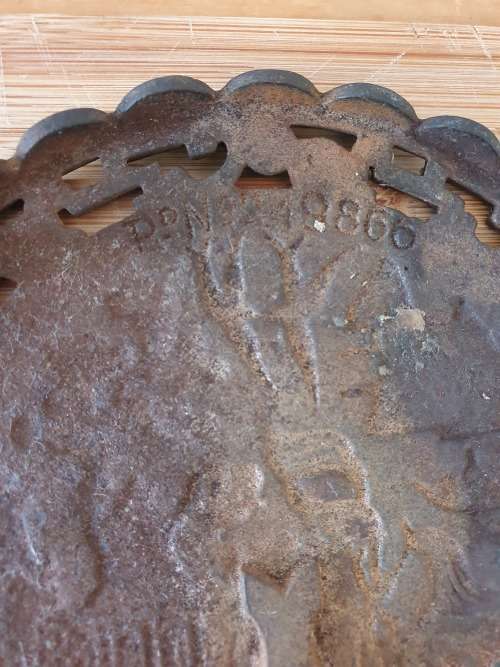 Antique Cast Iron Chinese Blue Willow Design trivet/pot Holder (Patent no.)