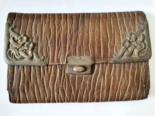 Art Nouveau Silver Reptile Skin Purse By Ludwig Krumm, Birmingham 1900`s