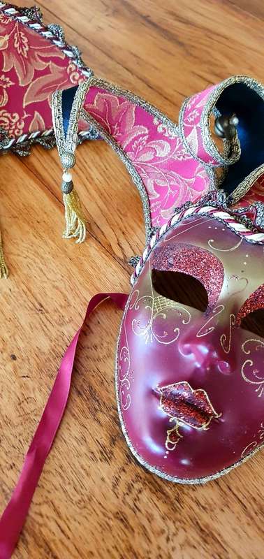 Pair of Handpainted Original Carnival Venezia MASQUERADE Mask Made In Italy