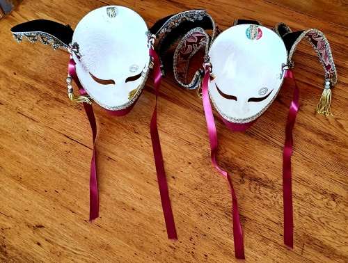 Pair of Handpainted Original Carnival Venezia MASQUERADE Mask Made In Italy