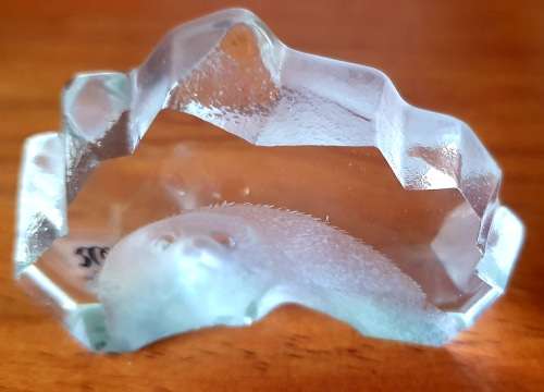 Vintage MATS JONASSON Sweden Glass Seal Sculpture Paperweight