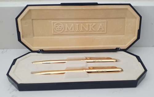Vintage MINKA gold tone pen and pencil set