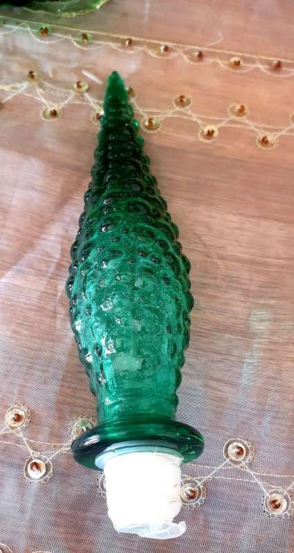 Retro Green Italy Glass Genie Bottle