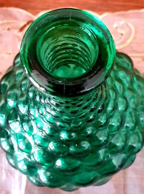 Retro Green Italy Glass Genie Bottle