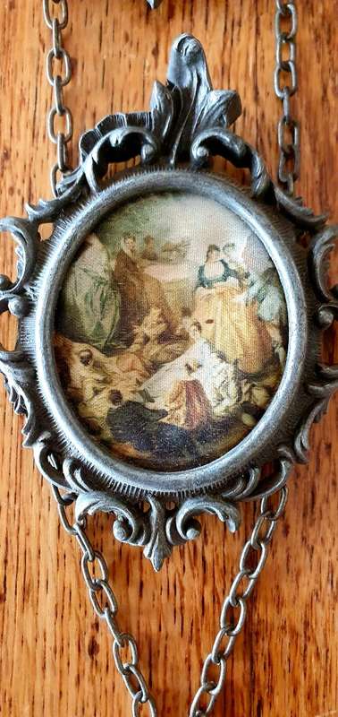 Italy Ornate Brass Wall Frames with Romantic Silk Scenes
