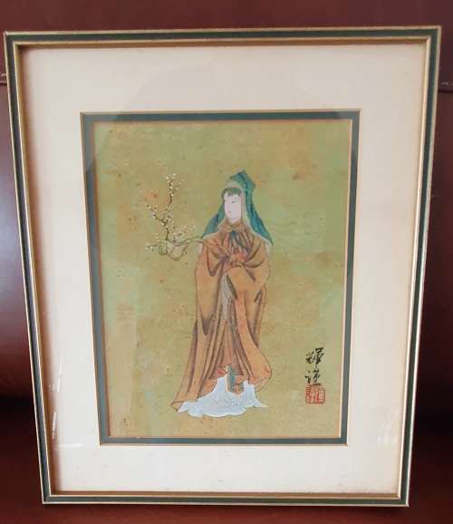 Oriental rice paper framed painting