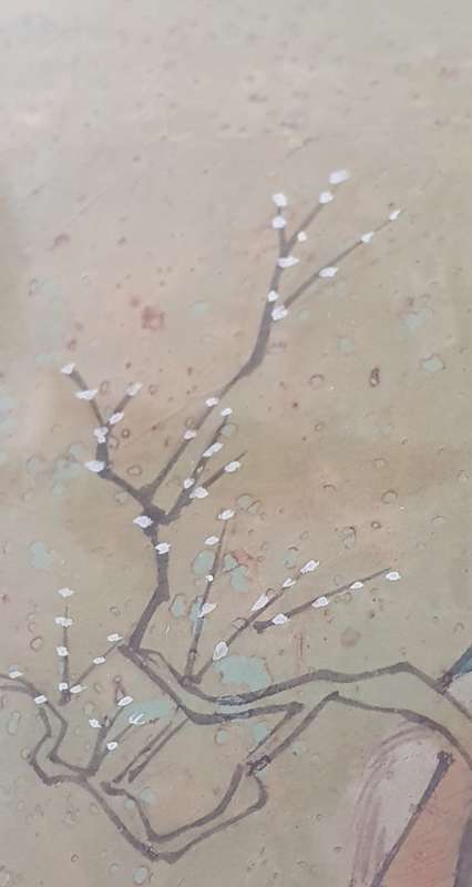Oriental rice paper framed painting