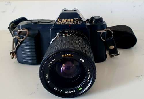Vibtage Canon T50 Photography Film Camera Zoom Lens Sakar 35-75MM Macro
