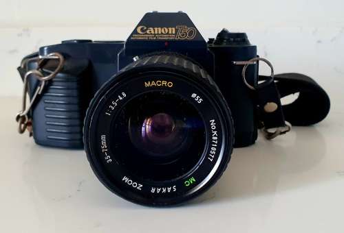 Vibtage Canon T50 Photography Film Camera Zoom Lens Sakar 35-75MM Macro