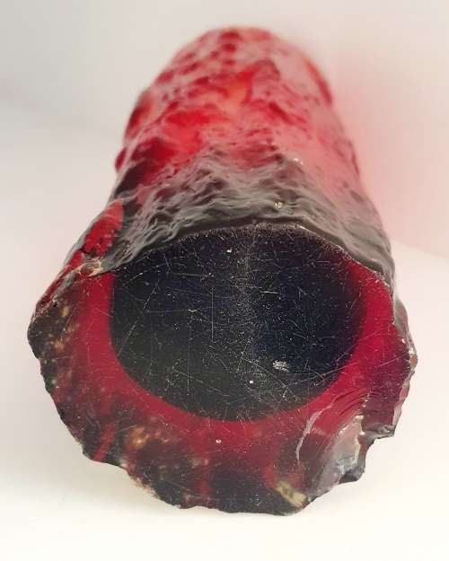 Vintage Retro Glass Ruby Red Bark Vase