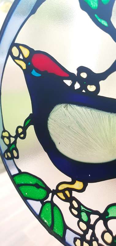 Beautiful Stained Glass Round Sun Catcher with Bird Design