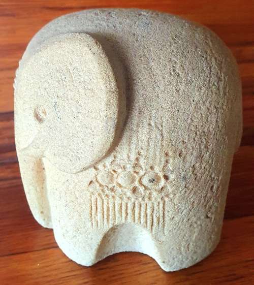 MARBELL Stone Carved Art Belgium Mid Century Abstract Elephant Sculpture