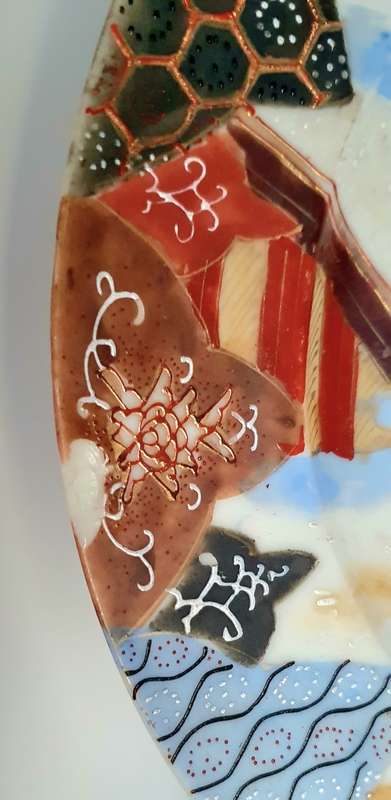 Handpainted Japanese Satsuma signed Plates of Warriors in Fight