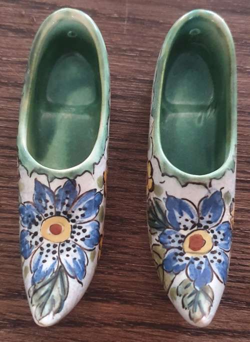 Pair of Gouda Holland Pottery Dutch Clog Shoes
