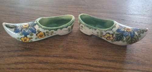 Pair of Gouda Holland Pottery Dutch Clog Shoes
