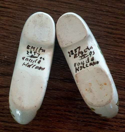 Pair of Gouda Holland Pottery Dutch Clog Shoes
