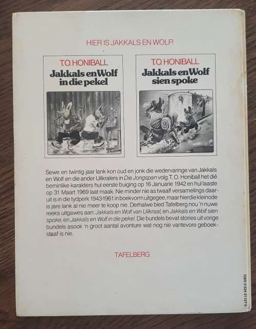 Jakkals en Wolf van Uilkraal - T O Honiball Hard Cover Cartoon Book