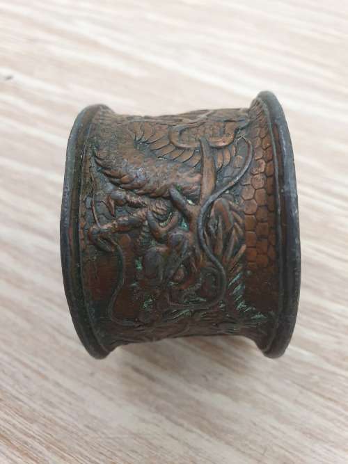 Old Brass Chinese Dragon Napkin Ring