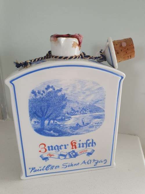 Suisse Langenthal Switzerland Blue and White Porcelain Decanter (full)