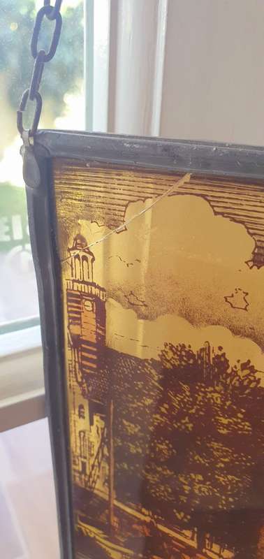 Hand painted stained glass window hanger of Dutch City Rotterdam