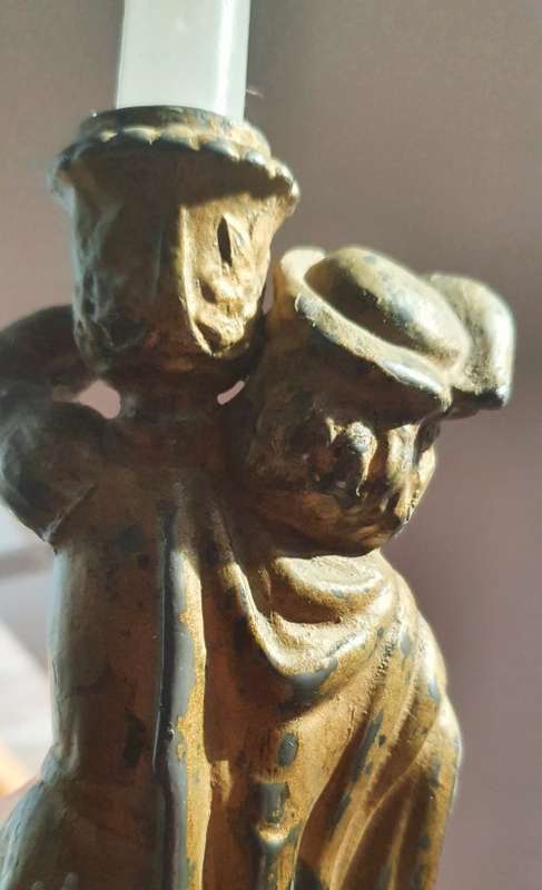 Antique Metal Candle Holder/Candlestick of a Renaissance Figurine
