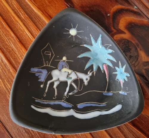 SA Crescent Pottery Handpainted Mid century Modern Dish