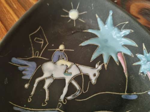 SA Crescent Pottery Handpainted Mid century Modern Dish
