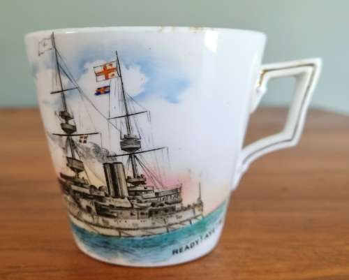 WW1 Great War British Battleship Ready! Aye! Ready! By Late Foley Shelley England Cup