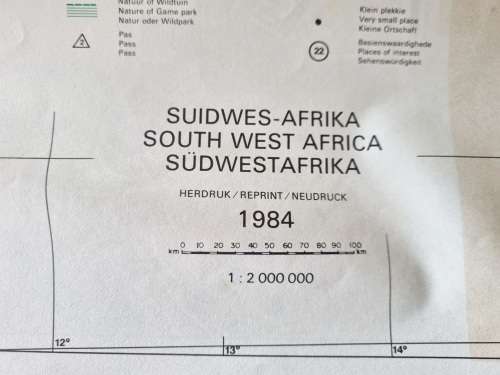 Original 1984 South West Africa Road Map A1 size