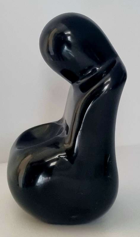 Vintage Black Obsidian Stone figurine