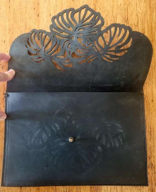 Botanical Genuine Leather Clutch Bag By Fine Leather Goods